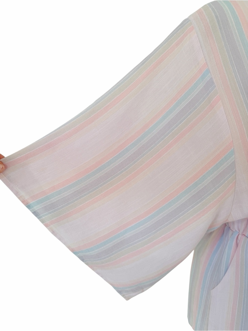 Vici Pastel Pink Striped Tie-Front Romper Sz M - Picture 4 of 8